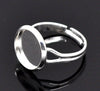 RB021 - 20 pcs. Silver Plated ADJUSTABLE Cabochon Setting Bezel RING bases settings - Ring Size 6.25 US - Glue Pad 12mm (0.47 in)