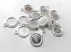 P364 - 10 pcs. Silver Tone Circle Round Bezel Cabochon Pendant Tags Trays - 10mm Glue Pad - Double Sided - Single Loop