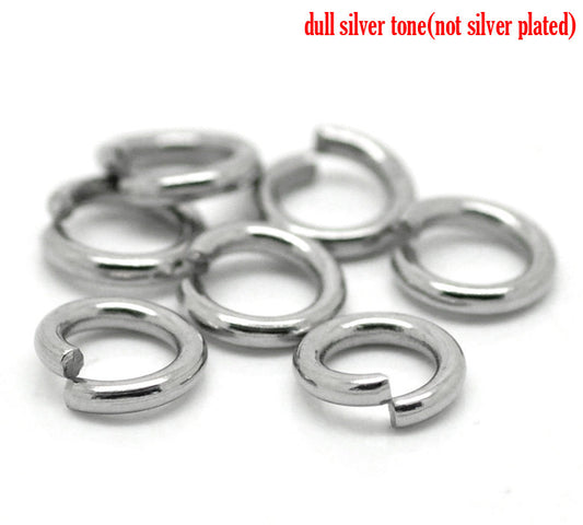 J109A - 100 pcs Stainless Steel Open Jump Rings 8mm - 18 Gauge - Silver Tone