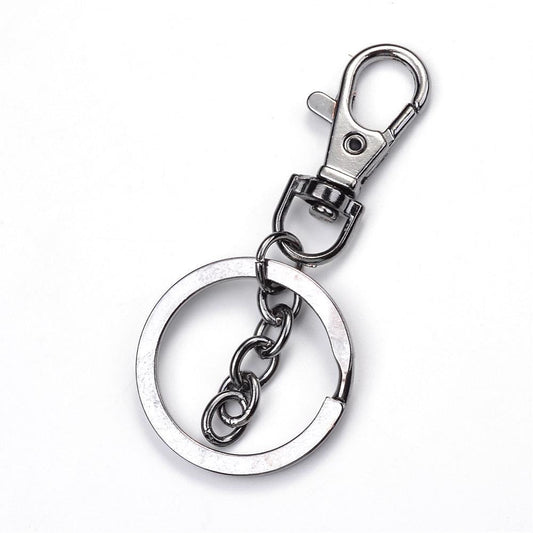 CL111 - 10 pcs. Gunmetal Lobster Swivel Clasp and Key Ring - 73mm (2.87 inch) - Claw Clasps
