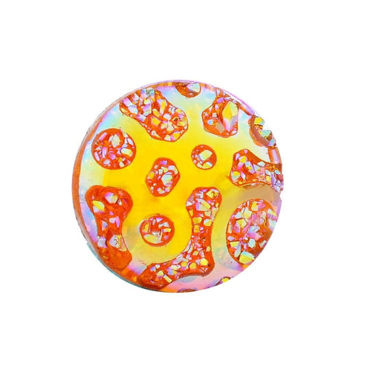 CA040 - 10 pcs Resin Embellishment Druzy Cabochons Dark Orange Swirl Multicolor - 12mm