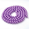 BD130 - 8mm Purple Violet Glass Pearl Imitation Round Beads - 32 inch strand (105 pieces) - Hole Size: 1mm