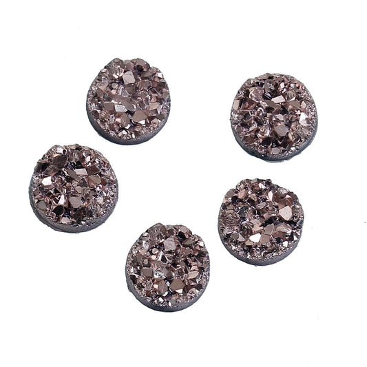 10 pcs Druzy Resin Embellishment Cabochons Champagne Rose Gold - 8mm (5/16 in)