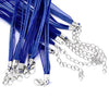 N030 - 15 pcs. Dark Blue Organza Ribbon Waxen Cord Necklaces with Lobster Clasp - 17 inch (43 cm) - Claw Clasp