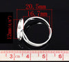 RB021 - 20 pcs. Silver Plated ADJUSTABLE Cabochon Setting Bezel RING bases settings - Ring Size 6.25 US - Glue Pad 12mm (0.47 in)