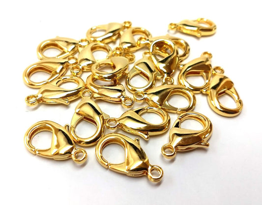 CL112 - 10 pcs. Gold Plated Lobster Clasps - 27mm x 15mm (1.06 inch) - Claw Clasps