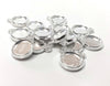 P364 - 10 pcs. Silver Tone Circle Round Bezel Cabochon Pendant Tags Trays - 10mm Glue Pad - Double Sided - Single Loop