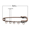 A015 - 15 pcs Antique Copper Broocher Brooch 5 Holes Safety Pins Brooches - 50mm (2 inch) - Kilt Pins