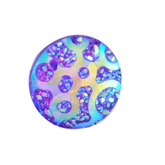 CA041 - 10 pcs Resin Embellishment Druzy Cabochons Purple Swirl Multicolor - 12mm