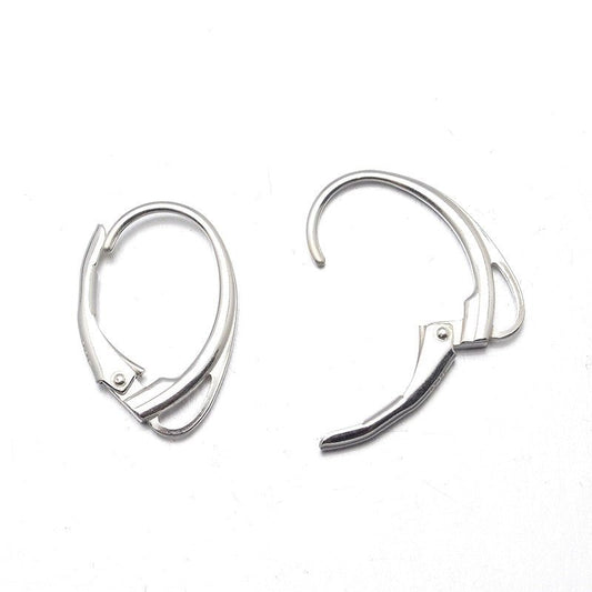 E304 - 10 pcs (5 pairs) REAL Sterling Silver Plated Leverback Hoop Drop Earrings - 17mm x 11mm - Hole Size: 3.5mm x 1mm