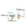 E344 - 10 pcs. Gold Plated Round Earring Posts Studs with Loop Cabochons Tacks - Blue Gray Enamel - 12mm Diameter - Hole Size: 1.8mm