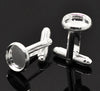 CU001 - Lot of 10 Silver Plated Cuff Links (5 pairs) - 8mm Glue Pad Bezel Setting