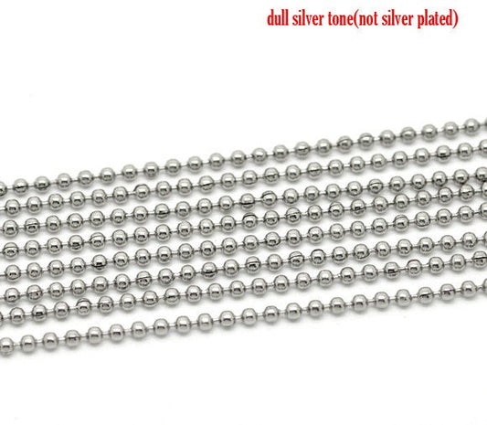N154 - 10M (32.8 Ft) - 304 Stainless Steel Ball Chain - 2.4mm Ball (1/8") - Hypoallergenic! Tarnish Resistant