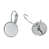 E039A - 20 pcs. Silver Tone Earring Clips Settings Lever Back Bezels Cabochons - 14mm Glue Pad Setting
