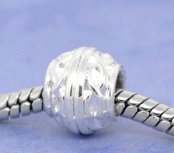 BD017 - 40 pcs. Silver Plated Round Lantern Pot Spacer Beads - 10mm - Hole Size: 4.7mm - Fits European Cord and Paracord!