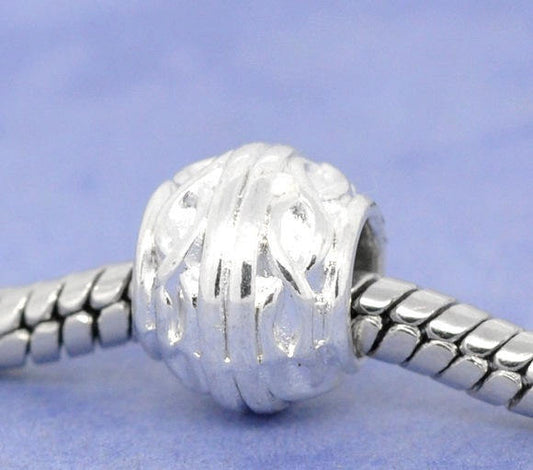 BD017 - 40 pcs. Silver Plated Round Lantern Pot Spacer Beads - 10mm - Hole Size: 4.7mm - Fits European Cord and Paracord!