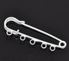 A016 - 15 pcs Silver Plated Broocher Brooch 5 Holes Safety Pins Brooches - 50mm (2 inch) - Kilt Pins