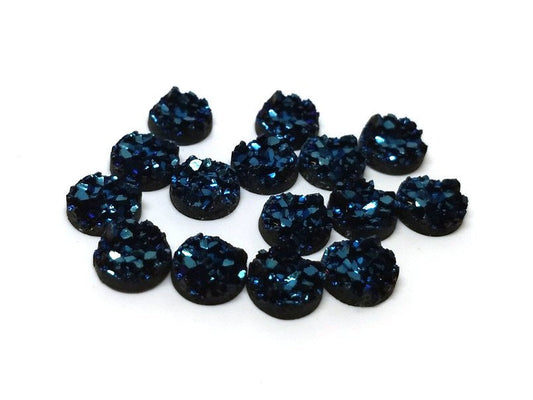 CA318 - 10 pcs. Druzy Resin Embellishment Cabochons Dark Blue - 8mm