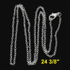 N072 - 12 pcs. Silver Plated Cable Chain Link Necklaces 24 3/8" - (3 x 2mm) - Lobster Clasps - Claw Clasps