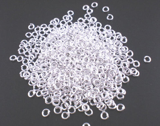 J001 - 100 pcs Silver Plated Open Jump Rings - 3mm - 25 Gauge (0.5mm Thick)