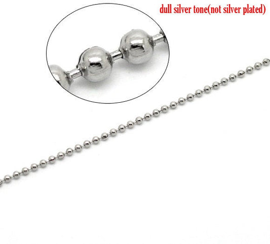 N154 - 10M (32.8 Ft) - 304 Stainless Steel Ball Chain - 2.4mm Ball (1/8") - Hypoallergenic! Tarnish Resistant