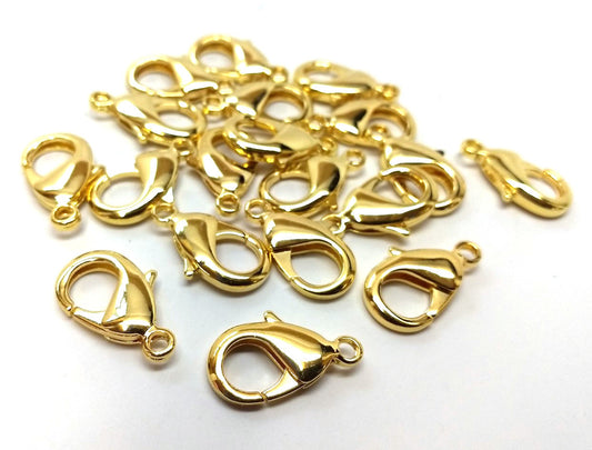 CL112 - 10 pcs. Gold Plated Lobster Clasps - 27mm x 15mm (1.06 inch) - Claw Clasps