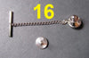 TC037C - 16 Sets - Silver Tone Tie Tacks (Spring Loaded Clutch and Chain)