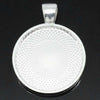 P516 - 10 Silver Plated Pendant Trays Circle Posts Settings Bezels Cabochons - 25 mm Glue Pad Setting (1 inch) - Made of Copper!