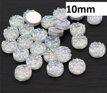 CA241 - 10 pcs. Druzy Resin Embellishment Cabochons Clear Multicolor - 10mm