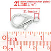 CL049 - 50 pcs. Silver Tone Lobster Clasps - 21mm X 12mm - Claw Clasps - Hole Size: 2.5mm