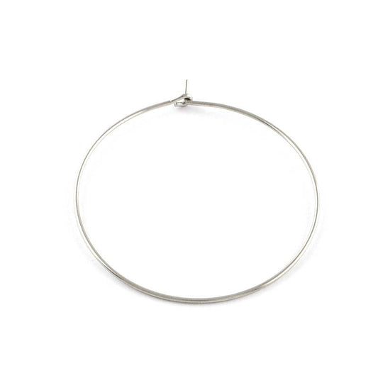 W001 - 20 pcs. 304 Stainless Steel Wine Charm / Earwire Hoop Rings - 34mm - 21 Gauge (0.7mm Thick) - Hypoallergenic! Tarnish Resistant!