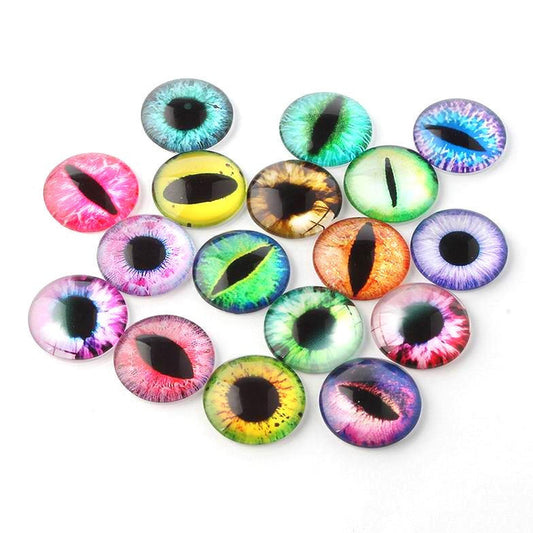 CA489 - 10 pcs Circle Dragon Cat Eyes Glass Round Dome Seals Tiles Cabochons - 12mm (1/2")