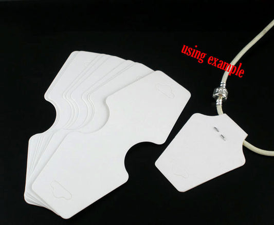 S010 - 50 pcs. White Paper Jewelry Necklace Bracelet Display Cards Tags Hangers Labels - 125mm x 50mm (4.92" x 2")