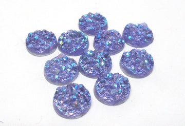 CA242 - 10 pcs. Druzy Resin Embellishment Cabochons Purple Multicolor - 10mm