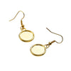 E101 - 10 pcs. Gold Plated Earring Dangle Hooks Settings Bezels Cabochons - 12mm Glue Pad Setting