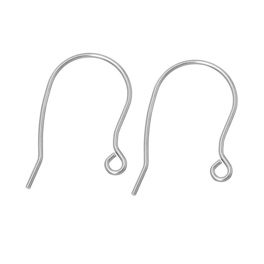 E173 - 100 pcs 304 Stainless Steel Earring Hooks with Loop Hole - 23mm x 15mm - Hypoallergenic! Tarnish Resistant!