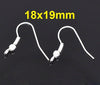 E025B - 100 pcs Silver Plated Earring Hooks with Spring and Ball - 18x19mm - Perpendicular Loop