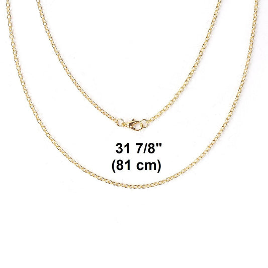 N3000 - 12 pcs. Gold Plated Cable Chain Link Necklaces 31 7/8" - (3.5mm x 2.5mm) - Lobster Clasps - Claw Clasps