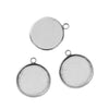 P517 - 10pcs. Antique Silver Circle Round Bezel Cabochon Pendant Tags Trays - 18mm Glue Pad