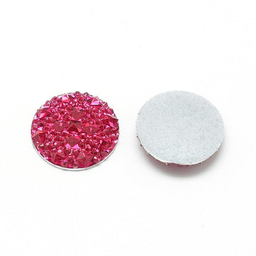 CA421 - 10 pcs Druzy Resin Embellishment Cabochons Pink Red Fuchsia - 20mm - Shimmer Style