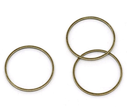 J233 - 100 pcs Antique Bronze Soldered Closed Jump Rings - 20mm - 20 Gauge (0.8mm Thick)