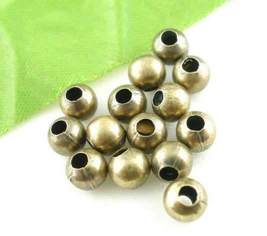 BD380 - 200 pcs Antique Bronze Alloy Smooth Ball Spacer Beads- 6mm