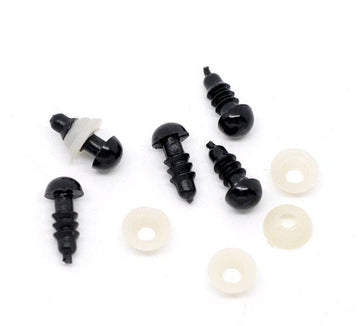DO018B - 500 sets (1000 pieces) Black Safety Eyes and Backs for Doll and Toy Making - 6mm - 13x6mm - 13mm