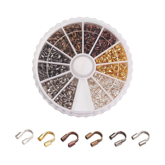 U016 -540 pcs Assortment Box of Wire Protectors Wire Guardian - 4.5 x 4mm - 6 Colors! Silver Plated, Gunmetal, Gold, Bronze, Silver Tone & Copper!