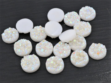 CA243 - 10 pcs Druzy Resin Embellishment Cabochons White Multicolor - 12mm