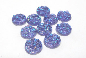 CA322 - 10 pcs. Druzy Resin Embellishment Cabochons Purple Multicolor - 8mm