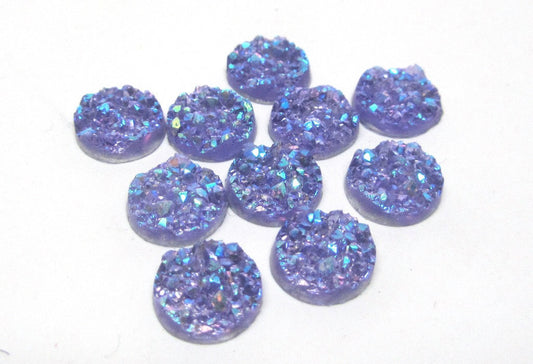 CA322 - 10 pcs. Druzy Resin Embellishment Cabochons Purple Multicolor - 8mm