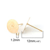E353 - 50 pieces (25 pairs) Gold Plated Earring Posts/Bases/Studs/Settings with Loop and Rubber Backs - 12mm x 10mm - 10mm Glue Pad Diameter