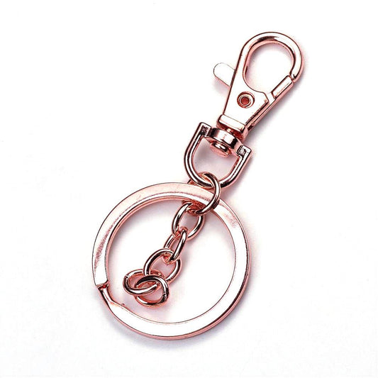 CL114 - 10 pcs. Rose Gold Plated Lobster Swivel Clasp and Key Ring - 73mm (2.87 inch) - Claw Clasps