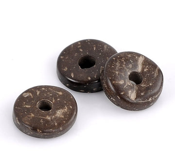 BD381 - 100 pcs Coconut Brown Spacer Beads - 12mm - Hole Size: 2.7mm